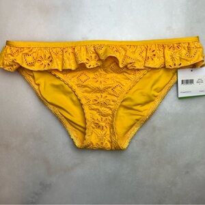 Kate Spade Yellow Saffron Eyelet Ruffle Bikini Bottom